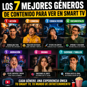 Comparativa de los siete mejores géneros de Steamning y Tipos de Contenido en TV para disfrutar en una Smart