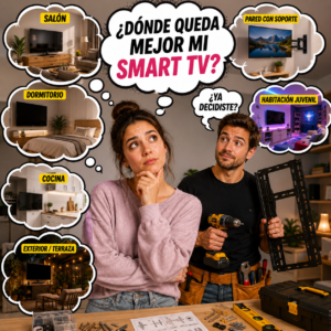 mostrando Donde Poner la Tele y como colocar una Smart TV según cada habitación
