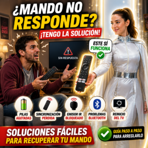 mando a distancia no funciona, mientras un usuario revisa posibles soluciones