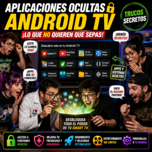 Personas descubriendo sistemas y funciones secretas y aplicaciones ocultas android tv smart