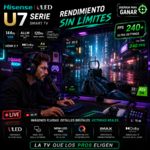 Televisores SONY Televisores Hisense ULED series U7 con gaming 120Hz y HDR premium