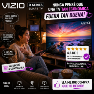 Televisiones DLED, de TD systems K50DLX Televisores Vizio D Series Smart TV para películas, streaming y entretenimiento diario