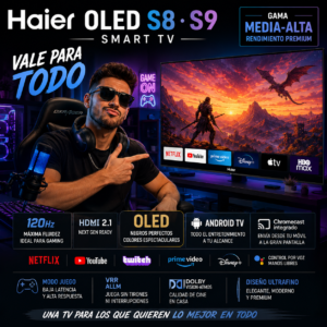 QLED Haier Series 8-9 Smart TV con panel OLED 4K y tecnología premium