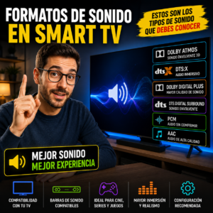 Comparativa de formatos de sonidos para TV Smart (Dolby Atmos DTS y Dolby Digital)
