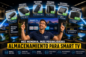 Ampliación del almacenamiento externo para Smart TV mediante memoria USB y disco externo