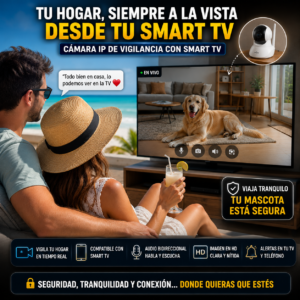 Webcam para Smart TV mostrando cámaras de seguridad y webcam conectadas al televisor