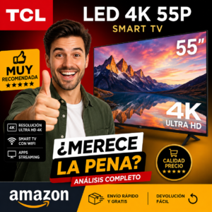 TCL LED 55 serieP con 4K, Smart TV de 55 pulgadas con resolución Ultra HD 4K